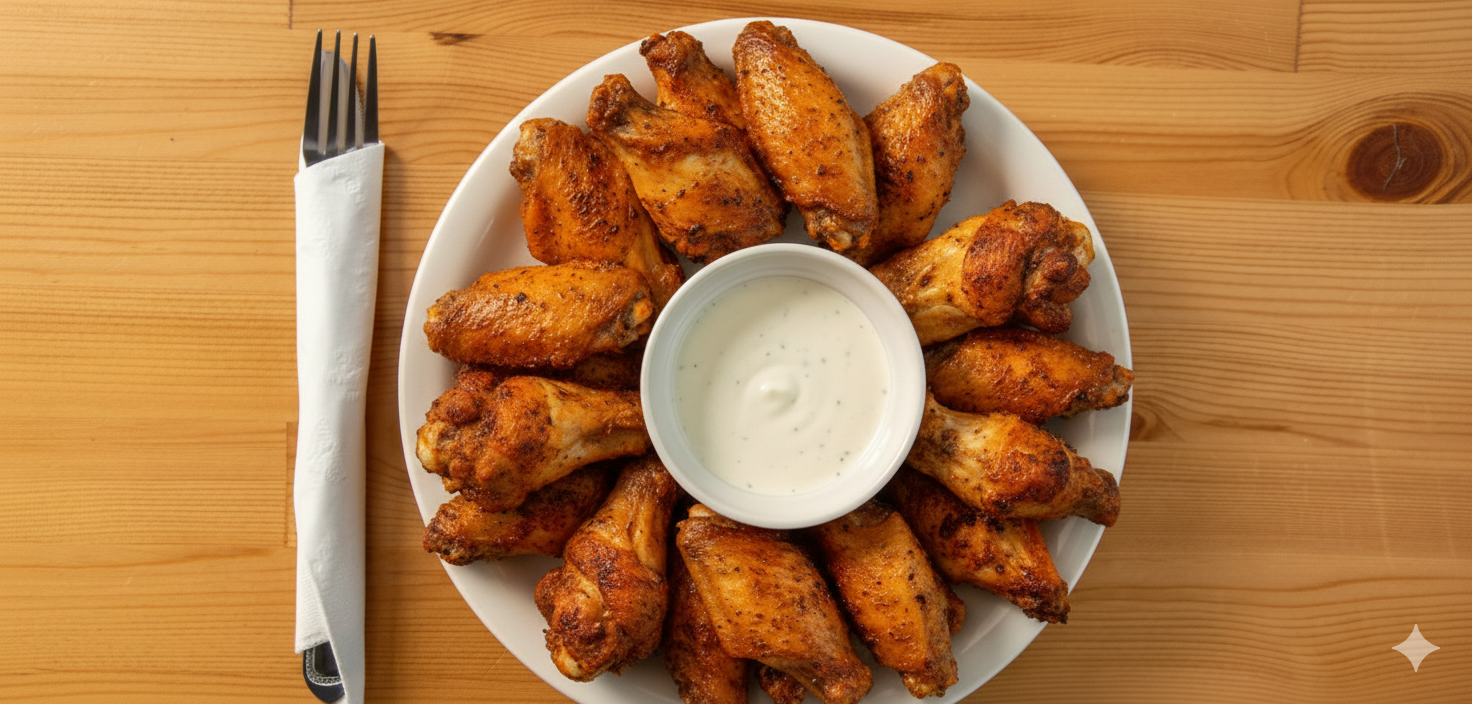 Halal chicken wings freshly prepared at Castello Pizza & Pasta in Seattle, a women-owned Italian restaurant.