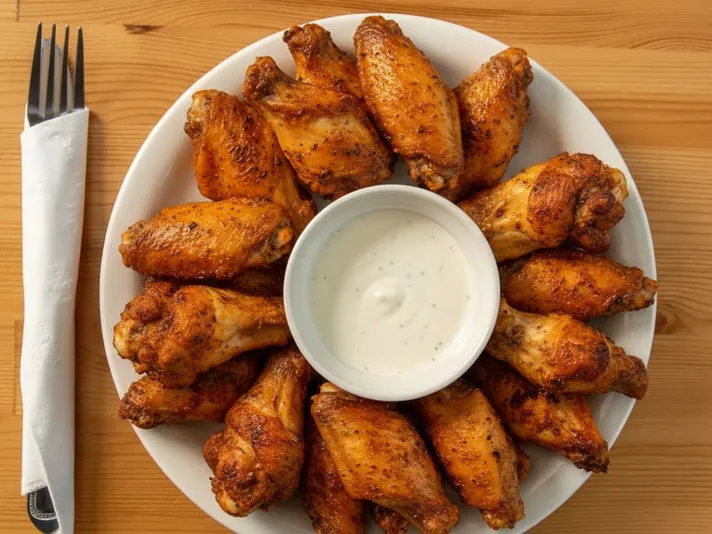 Chicken wings with a side of ranch